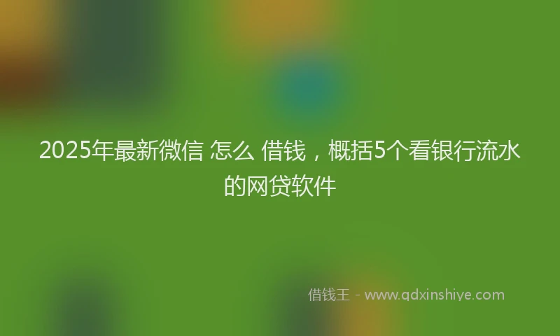 2025年最新微信 怎么 借钱，概括5个看银行流水的网贷软件