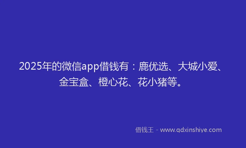 2025年的微信app借钱有：鹿优选、大城小爱、金宝盒、橙心花、花小猪等。
