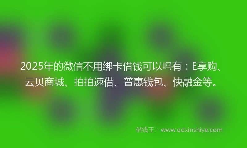 2025年的微信不用绑卡借钱可以吗有：E享购、云贝商城、拍拍速借、普惠钱包、快融金等。