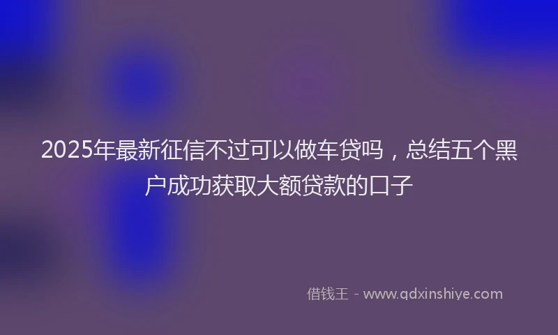 2025年最新征信不过可以做车贷吗，总结五个黑户成功获取大额贷款的口子