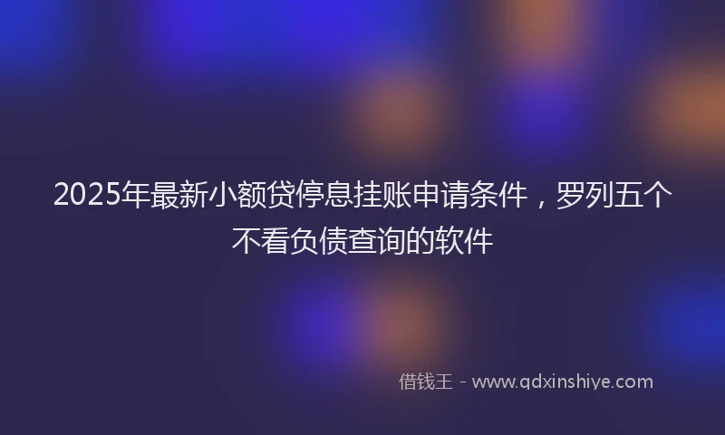 2025年最新小额贷停息挂账申请条件，罗列五个不看负债查询的软件