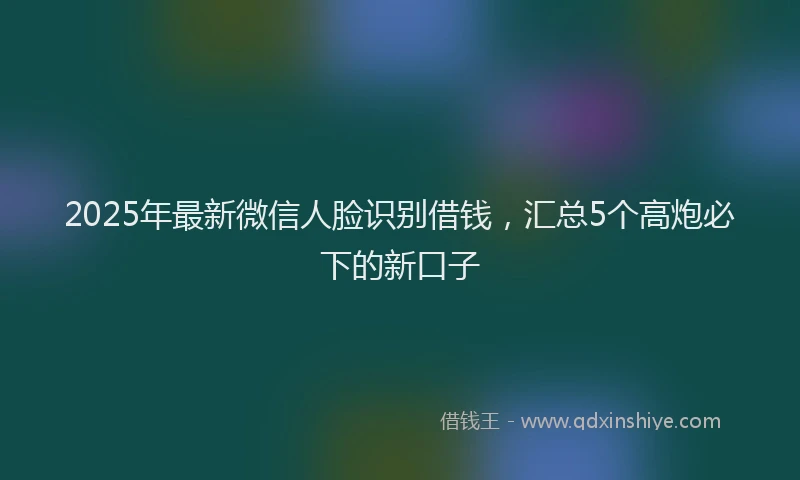 2025年最新微信人脸识别借钱，汇总5个高炮必下的新口子