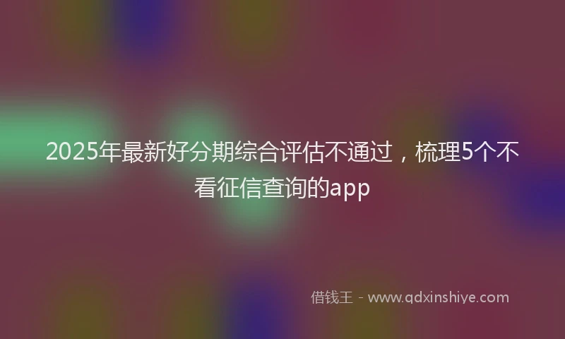 2025年最新好分期综合评估不通过，梳理5个不看征信查询的app
