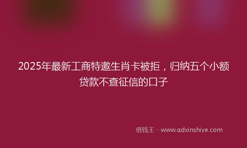2025年最新工商特邀生肖卡被拒，归纳五个小额贷款不查征信的口子