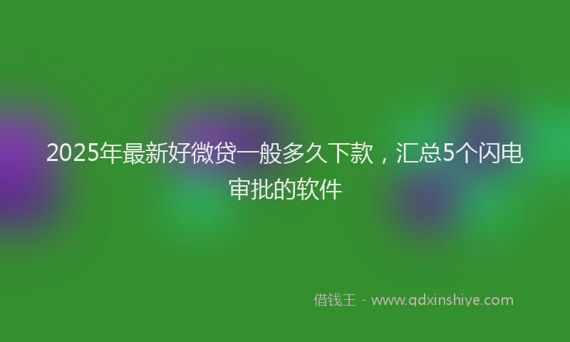 2025年最新好微贷一般多久下款，汇总5个闪电审批的软件