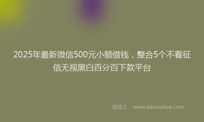 2025年最新微信500元小额借钱，整合5个不看征信无视黑白百分百下款平台