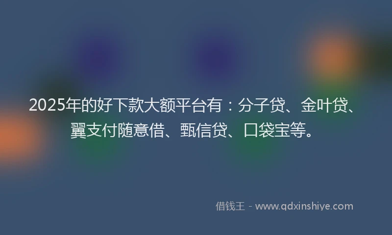 2025年的好下款大额平台有：分子贷、金叶贷、翼支付随意借、甄信贷、口袋宝等。