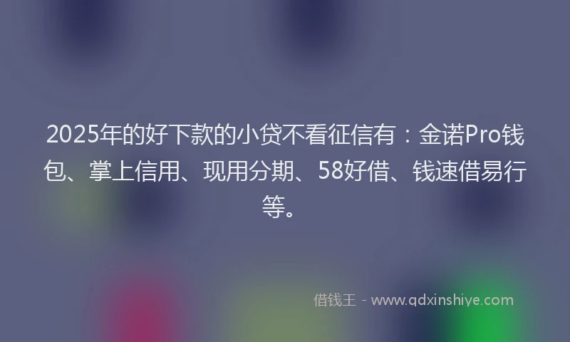 2025年的好下款的小贷不看征信有：金诺Pro钱包、掌上信用、现用分期、58好借、钱速借易行等。