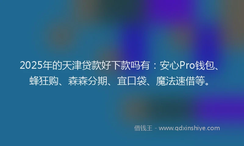 2025年的天津贷款好下款吗有：安心Pro钱包、蜂狂购、森森分期、宜口袋、魔法速借等。