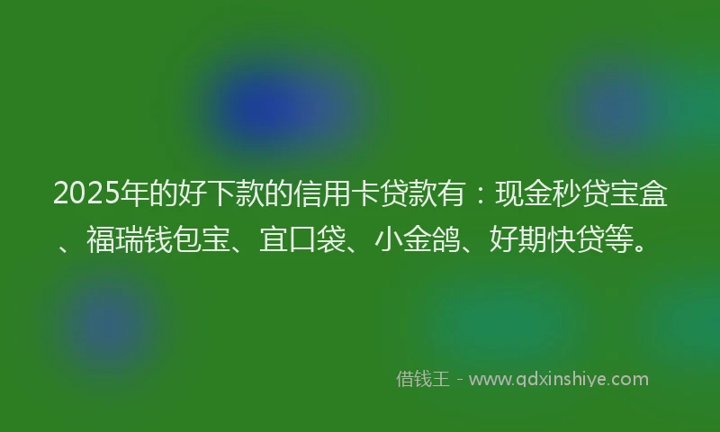 2025年的好下款的信用卡贷款有：现金秒贷宝盒、福瑞钱包宝、宜口袋、小金鸽、好期快贷等。