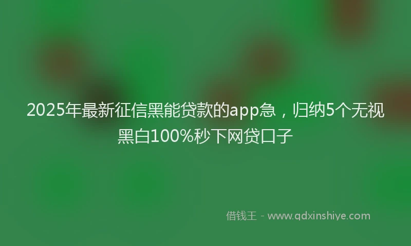 2025年最新征信黑能贷款的app急，归纳5个无视黑白100%秒下网贷口子