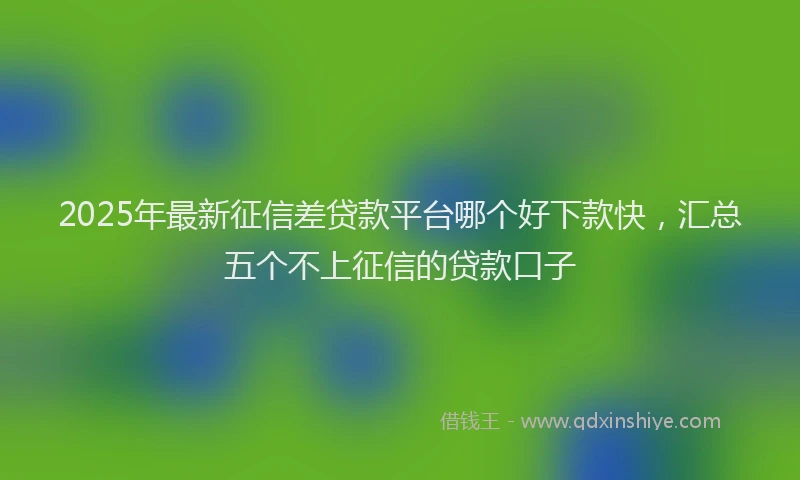 2025年最新征信差贷款平台哪个好下款快，汇总五个不上征信的贷款口子