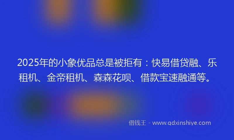 2025年的小象优品总是被拒有：快易借贷融、乐租机、金帝租机、森森花呗、借款宝速融通等。