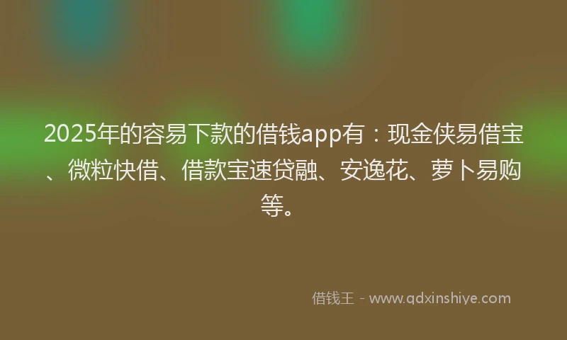 2025年的容易下款的借钱app有：现金侠易借宝、微粒快借、借款宝速贷融、安逸花、萝卜易购等。