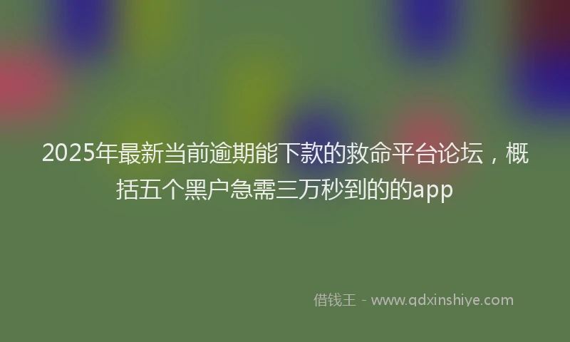 2025年最新当前逾期能下款的救命平台论坛，概括五个黑户急需三万秒到的的app