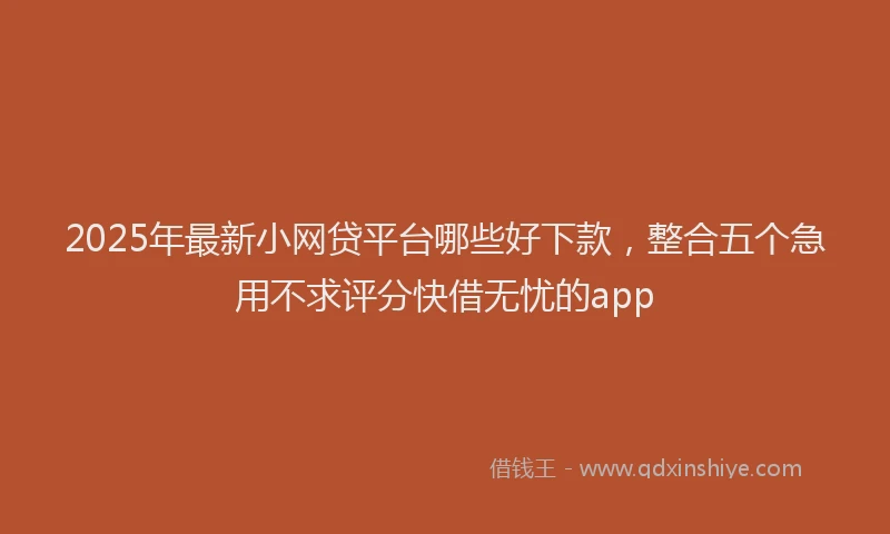 2025年最新小网贷平台哪些好下款，整合五个急用不求评分快借无忧的app