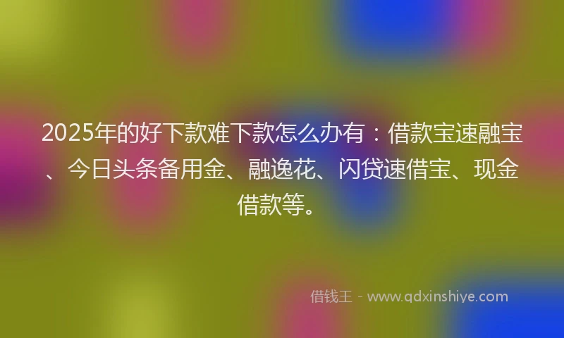 2025年的好下款难下款怎么办有：借款宝速融宝、今日头条备用金、融逸花、闪贷速借宝、现金借款等。