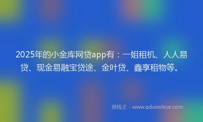 2025年的小金库网贷app有：一姐租机、人人易贷、现金易融宝贷途、金叶贷、鑫享租物等。