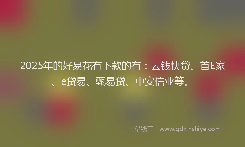 2025年的好易花有下款的有：云钱快贷、首E家、e贷易、甄易贷、中安信业等。