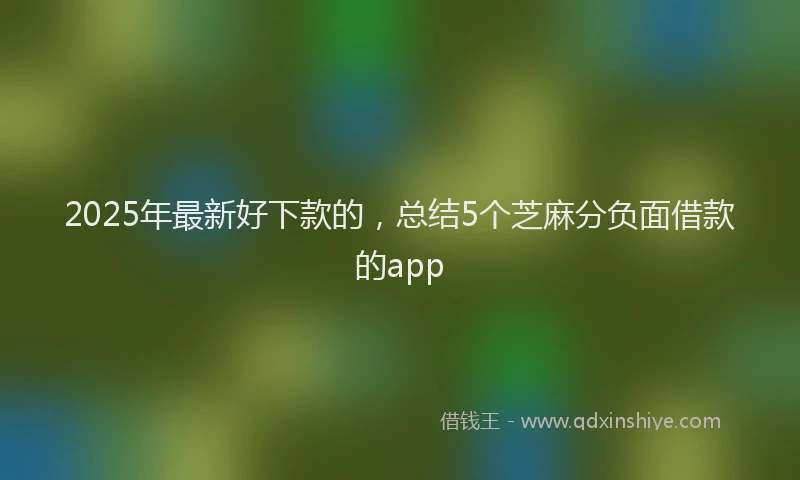 2025年最新好下款的，总结5个芝麻分负面借款的app