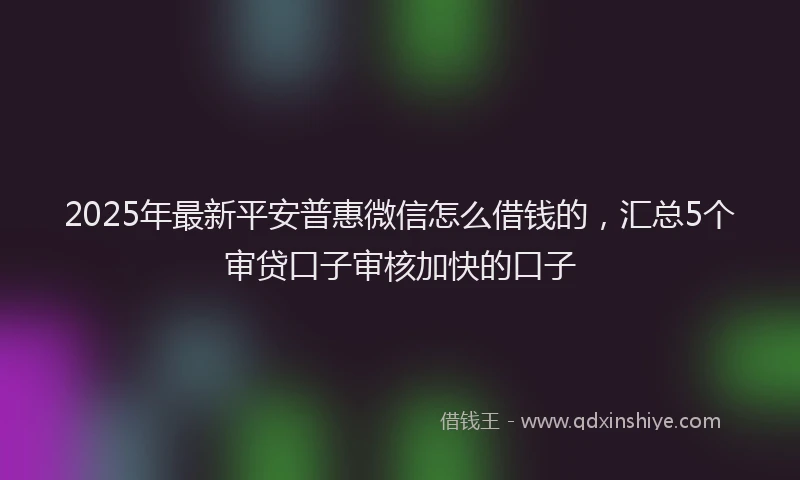 2025年最新平安普惠微信怎么借钱的，汇总5个审贷口子审核加快的口子