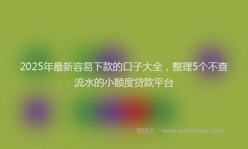 2025年最新容易下款的口子大全，整理5个不查流水的小额度贷款平台