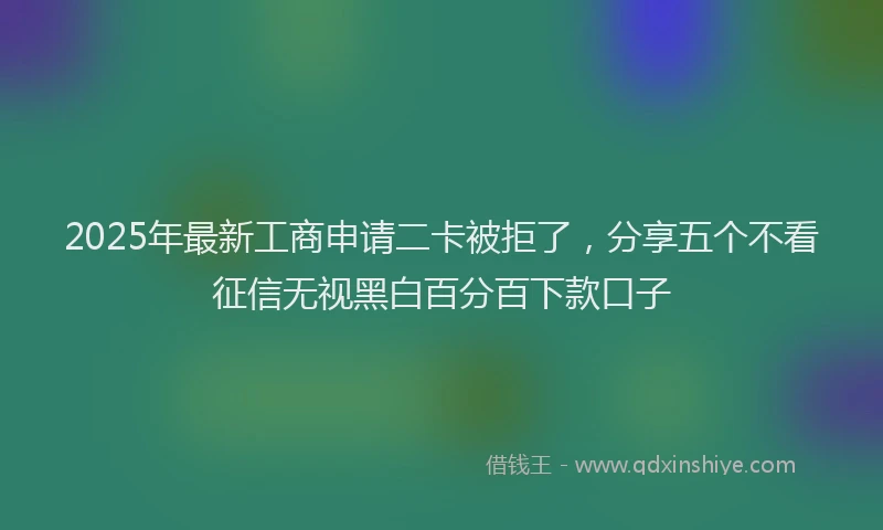 2025年最新工商申请二卡被拒了，分享五个不看征信无视黑白百分百下款口子