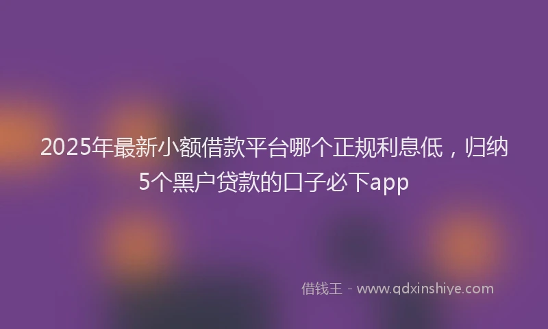 2025年最新小额借款平台哪个正规利息低，归纳5个黑户贷款的口子必下app