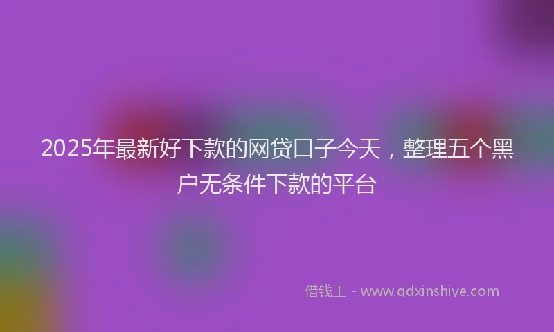 2025年最新好下款的网贷口子今天，整理五个黑户无条件下款的平台
