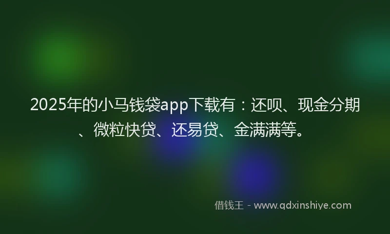 2025年的小马钱袋app下载有：还呗、现金分期、微粒快贷、还易贷、金满满等。