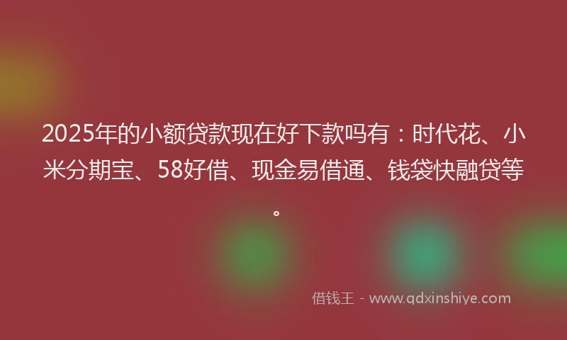 2025年的小额贷款现在好下款吗有：时代花、小米分期宝、58好借、现金易借通、钱袋快融贷等。