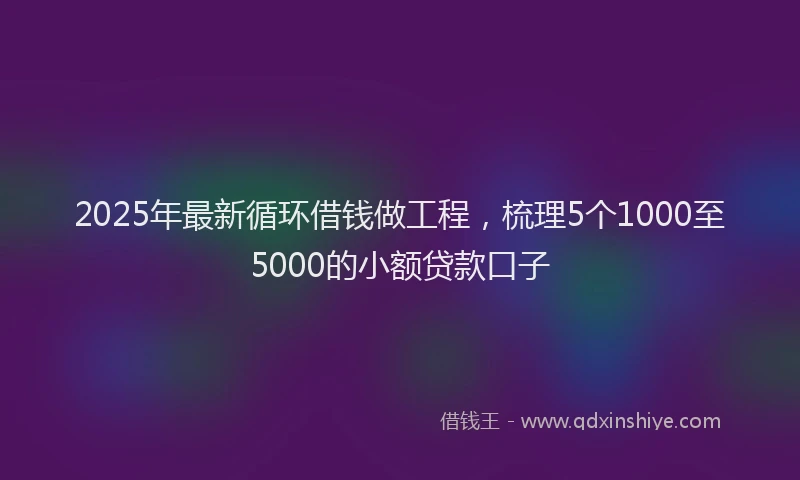 2025年最新循环借钱做工程，梳理5个1000至5000的小额贷款口子
