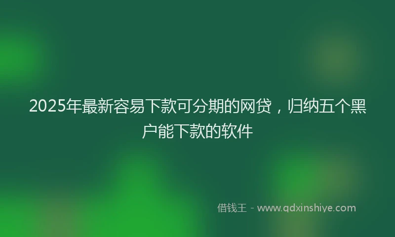 2025年最新容易下款可分期的网贷，归纳五个黑户能下款的软件