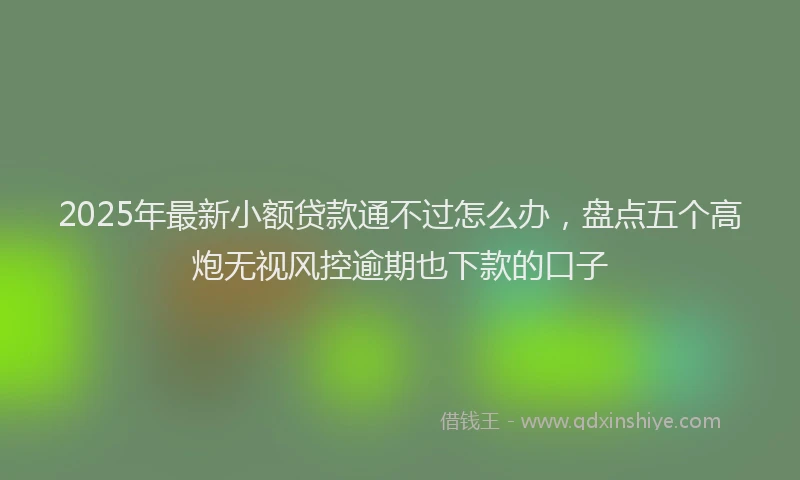 2025年最新小额贷款通不过怎么办，盘点五个高炮无视风控逾期也下款的口子