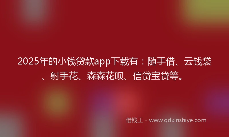 2025年的小钱贷款app下载有：随手借、云钱袋、射手花、森森花呗、信贷宝贷等。