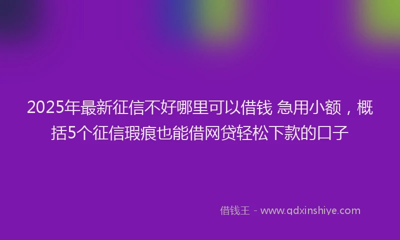 2025年最新征信不好哪里可以借钱 急用小额，概括5个征信瑕疵也能借网贷轻松下款的口子