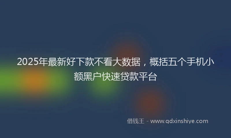 2025年最新好下款不看大数据，概括五个手机小额黑户快速贷款平台