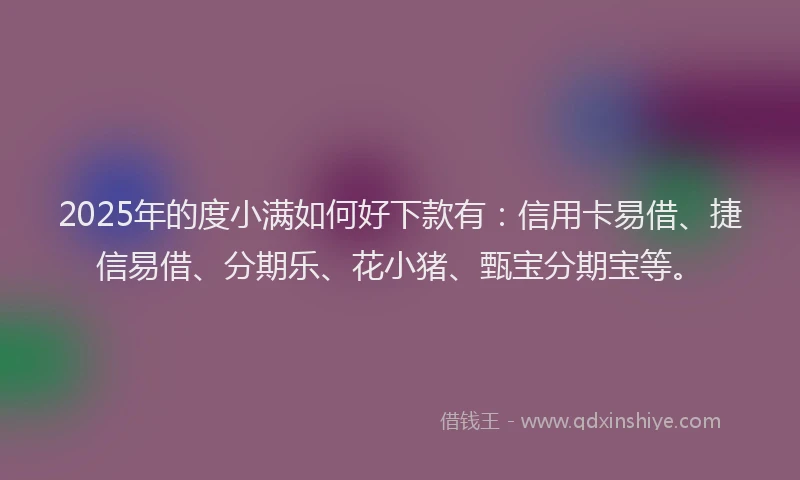2025年的度小满如何好下款有：信用卡易借、捷信易借、分期乐、花小猪、甄宝分期宝等。