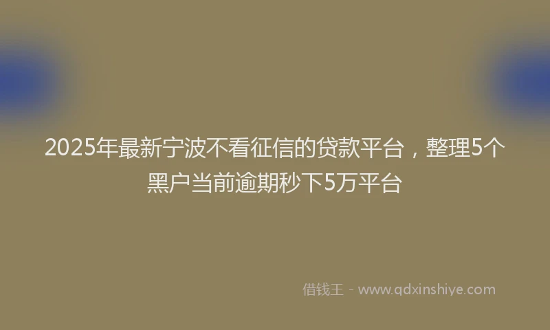 2025年最新宁波不看征信的贷款平台，整理5个黑户当前逾期秒下5万平台