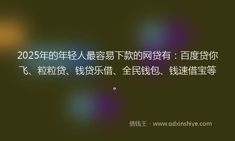 2025年的年轻人最容易下款的网贷有：百度贷你飞、粒粒贷、钱贷乐借、全民钱包、钱速借宝等。