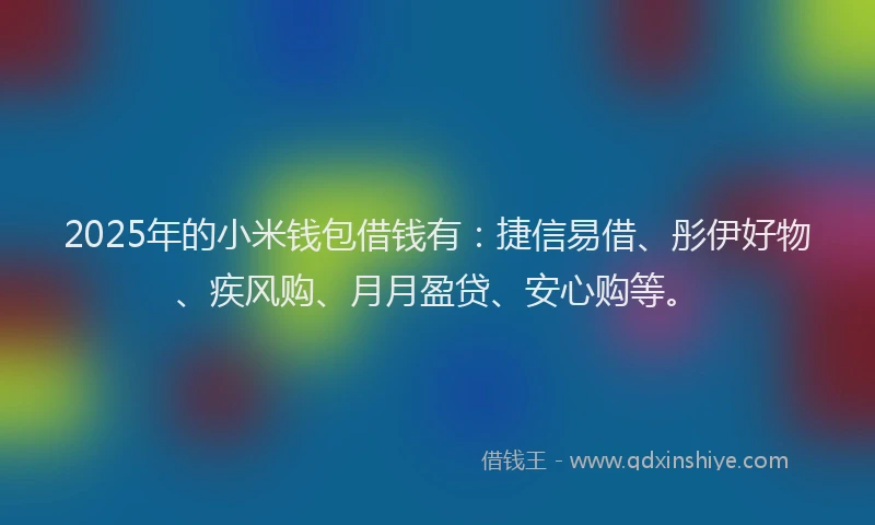 2025年的小米钱包借钱有：捷信易借、彤伊好物、疾风购、月月盈贷、安心购等。