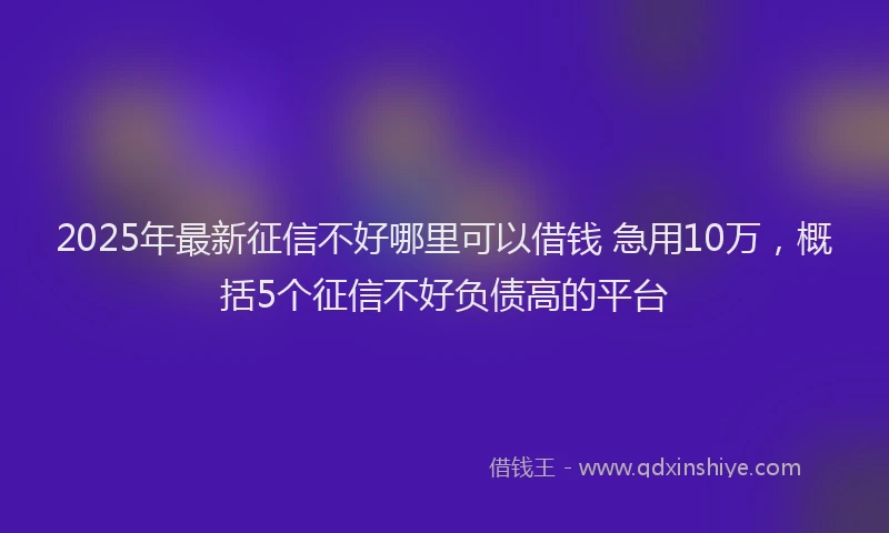 2025年最新征信不好哪里可以借钱 急用10万，概括5个征信不好负债高的平台
