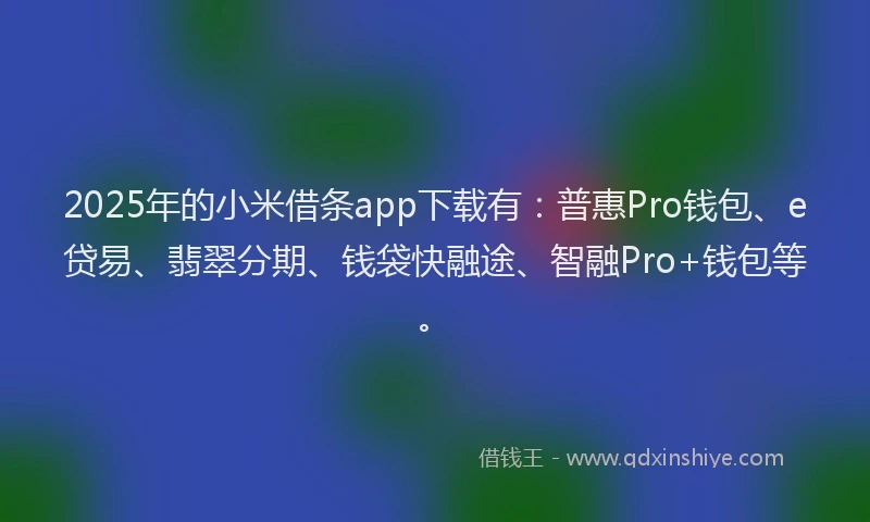 2025年的小米借条app下载有：普惠Pro钱包、e贷易、翡翠分期、钱袋快融途、智融Pro+钱包等。