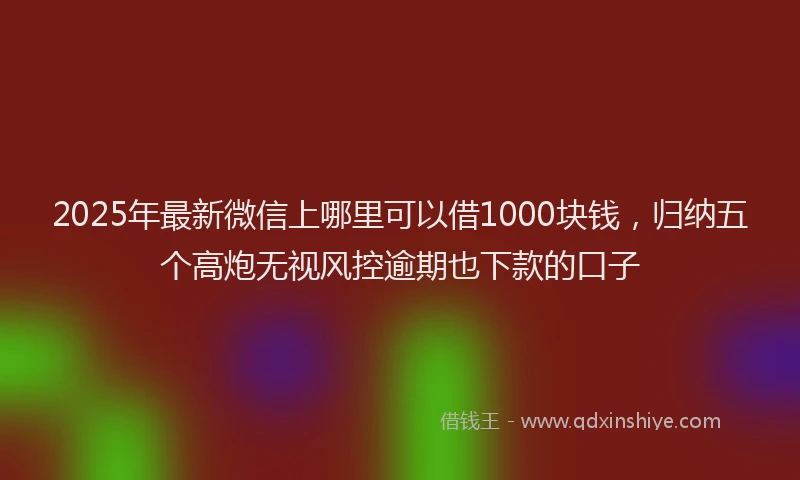 2025年最新微信上哪里可以借1000块钱，归纳五个高炮无视风控逾期也下款的口子