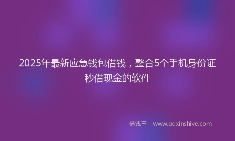 2025年最新应急钱包借钱，整合5个手机身份证秒借现金的软件