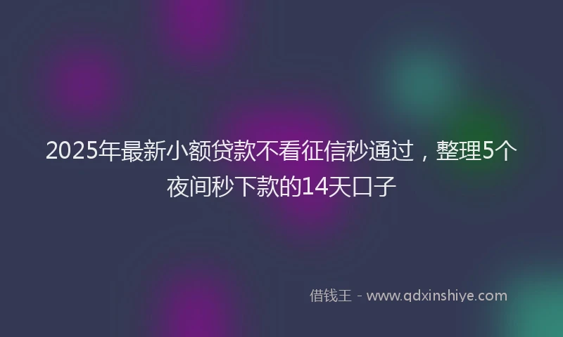 2025年最新小额贷款不看征信秒通过，整理5个夜间秒下款的14天口子