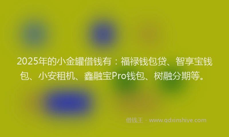 2025年的小金罐借钱有：福禄钱包贷、智享宝钱包、小安租机、鑫融宝Pro钱包、树融分期等。