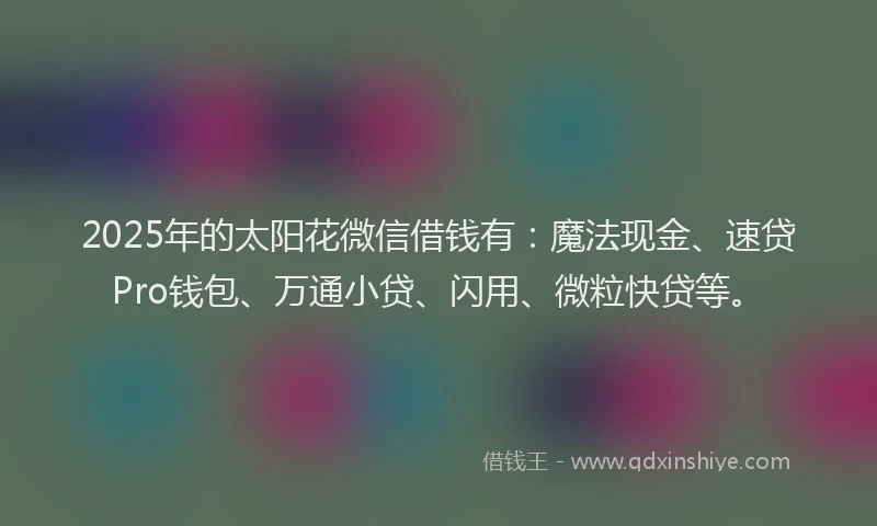 2025年的太阳花微信借钱有：魔法现金、速贷Pro钱包、万通小贷、闪用、微粒快贷等。