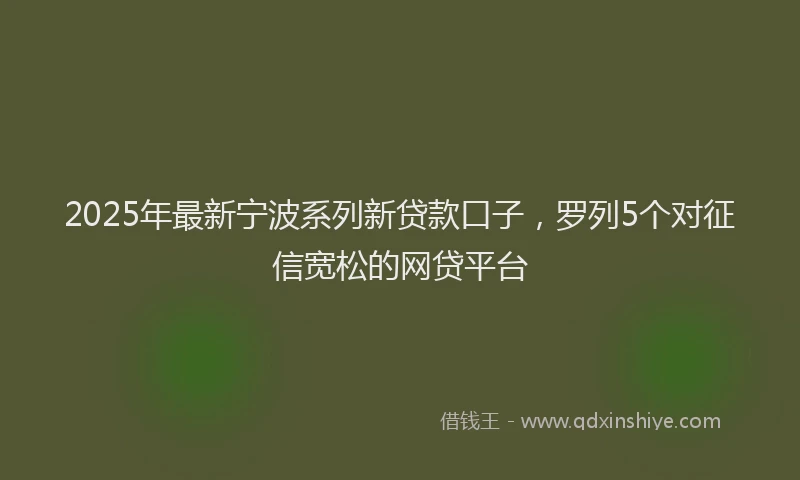 2025年最新宁波系列新贷款口子，罗列5个对征信宽松的网贷平台