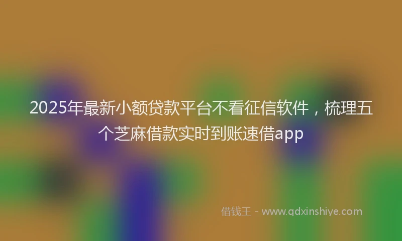 2025年最新小额贷款平台不看征信软件，梳理五个芝麻借款实时到账速借app